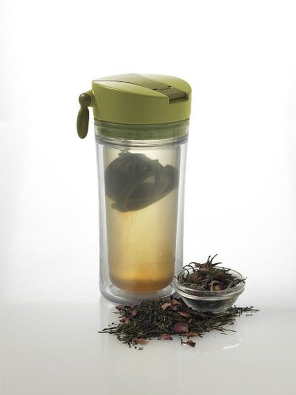 Aladdin 12oz Tea Infuser To-Go Travel Perfect Cup Tumbler Insulated Clear  Green